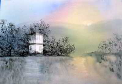 Boathouse original watercolor painting